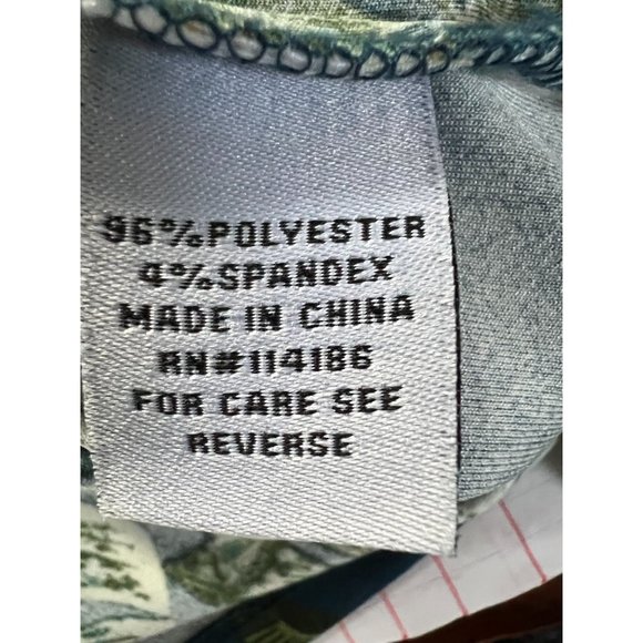 Love Scarlett Zip Front Leaf Pattern Top Size Large Blue, Green Polyester Blend - Picture 4 of 16